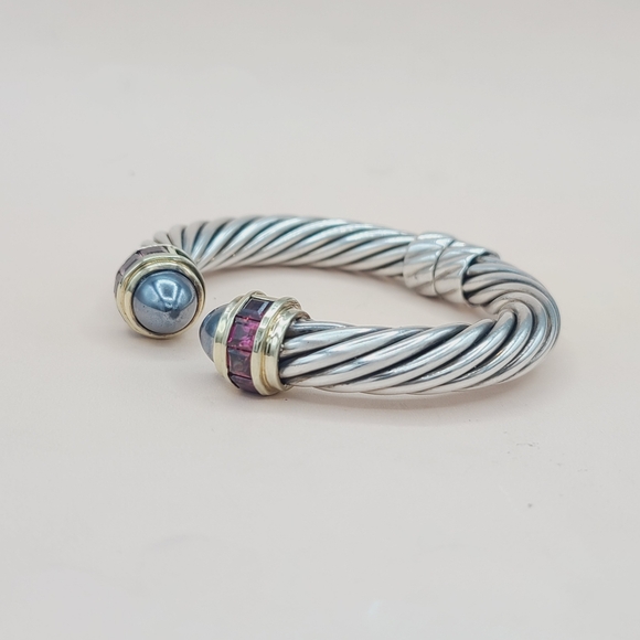 David Yurman 10mm Renaissance Hematite Rhodolite Garnet with Gold - Picture 5 of 9